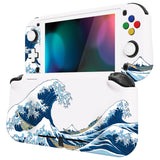 PlayVital ZealProtect Protective Case for Nintendo Switch Lite, Hard Shell Ergonomic Grip Cover for Switch Lite w/Screen Protector & Thumb Grip Caps & Button Caps - The Great Wave off Kanagawa - PSLYT001