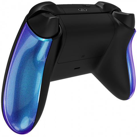 eXtremeRate Chameleon Purple Blue Back Panels, Comfortable Non-Slip Side Rails Handles, Game Improvement Replacement Parts for Xbox Series X / S Controller - Controller NOT Included - PX3P301