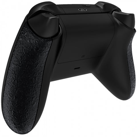 eXtremeRate Textured Black Back Panels, Comfortable Non-Slip Side Rails, 3D Splashing Handles, Game Improvement Replacement Parts for Xbox Series X/S Controller - Controller NOT Included - PX3P340