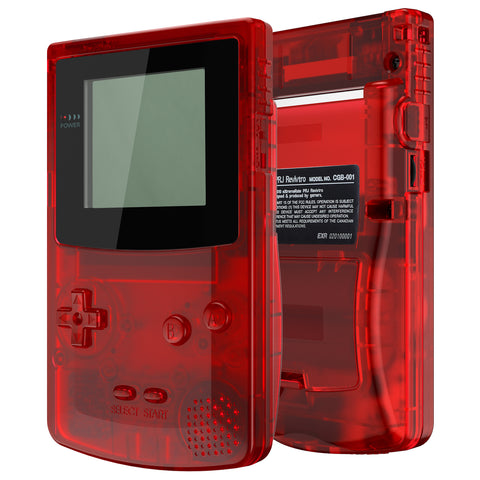 eXtremeRate IPS Ready Upgraded Transparent Clear Red Replacement Shell Full Housing Cover & Buttons for Gameboy Color – Fit for GBC OSD IPS & Regular IPS & Standard LCD – Console & IPS Screen NOT Included - QCBM5002