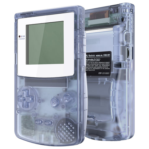eXtremeRate IPS Ready Upgraded Glacier Blue Replacement Shell Full Housing Cover & Buttons & White Screen for Gameboy Color – Fit for GBC OSD IPS & Regular IPS & Standard LCD – Console & IPS Screen NOT Included - QCBM5006