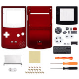 eXtremeRate IPS Ready Upgraded Scarlet Red GBC Replacement Shell Full Housing Cover with Buttons for Gameboy Color – Fit for GBC OSD IPS & Regular IPS & Standard LCD – Console & IPS Screen NOT Included - QCBP3003