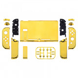 eXtremeRate Chrome Gold Handheld Console Back Plate, Joycon Handheld Controller Housing Shell With Full Set Buttons DIY Replacement Part for Nintendo Switch - QD401