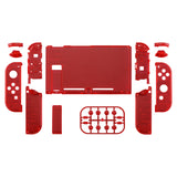 eXtremeRate Transparent Clear Red Back Plate for NS Switch Console, NS Joycon Handheld Controller Housing with Full Set Buttons, DIY Replacement Shell for NS Switch - QM502