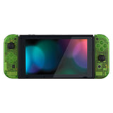 eXtremeRate Transparent Clear Green Back Plate for NS Switch Console, NS Joycon Handheld Controller Housing with Full Set Buttons, DIY Replacement Shell for NS Switch - QM503