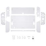 eXtremeRate Clear Custom Full Set Shell for Nintendo Switch OLED, DIY Replacement Console Back Plate & Kickstand, NS Joycon Handheld Controller Housing with Colorful Buttons for Nintendo Switch OLED - QNSOM5001