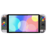 eXtremeRate Clear Custom Full Set Shell for Nintendo Switch OLED, DIY Replacement Console Back Plate & Kickstand, NS Joycon Handheld Controller Housing with Colorful Buttons for Nintendo Switch OLED - QNSOM5001