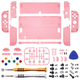 eXtremeRate Cherry Pink Custom Full Set Shell for Nintendo Switch OLED, DIY Replacement Console Back Plate & Kickstand, NS Joycon Handheld Controller Housing with Colorful Buttons for Nintendo Switch OLED - QNSOM5004