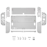 eXtremeRate Clear Black Custom Full Set Shell for Nintendo Switch OLED, DIY Replacement Console Back Plate & Kickstand, NS Joycon Handheld Controller Housing with Colorful Buttons for Nintendo Switch OLED - QNSOM5005