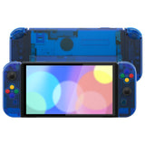 eXtremeRate Clear Blue Custom Full Set Shell for Nintendo Switch OLED, DIY Replacement Console Back Plate & Kickstand, NS Joycon Handheld Controller Housing with Colorful Buttons for Nintendo Switch OLED - QNSOM5006
