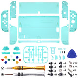 eXtremeRate Emerald Green Custom Full Set Shell for Nintendo Switch OLED, DIY Replacement Console Back Plate & Kickstand, NS Joycon Handheld Controller Housing with Colorful Buttons for Nintendo Switch OLED - QNSOM5007