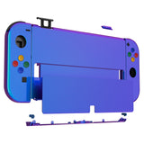 eXtremeRate Chameleon Purple Blue Full Set Shell for Nintendo Switch OLED, Replacement Console Back Plate & Metal Kickstand, NS Joycon Handheld Controller Housing & Buttons for Nintendo Switch OLED - QNSOP3001