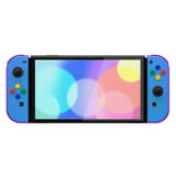 eXtremeRate Chameleon Purple Blue Full Set Shell for Nintendo Switch OLED, Replacement Console Back Plate & Metal Kickstand, NS Joycon Handheld Controller Housing & Buttons for Nintendo Switch OLED - QNSOP3001