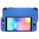 eXtremeRate Chameleon Purple Blue Full Set Shell for Nintendo Switch OLED, Replacement Console Back Plate & Metal Kickstand, NS Joycon Handheld Controller Housing & Buttons for Nintendo Switch OLED - QNSOP3001