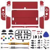 eXtremeRate Vampire Red Soft Touch Full Set Shell for Nintendo Switch OLED, Replacement Console Back Plate & Metal Kickstand, NS Joycon Handheld Controller Housing & Buttons for Nintendo Switch OLED - QNSOP3004
