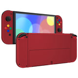 eXtremeRate Vampire Red Soft Touch Full Set Shell for Nintendo Switch OLED, Replacement Console Back Plate & Metal Kickstand, NS Joycon Handheld Controller Housing & Buttons for Nintendo Switch OLED - QNSOP3004
