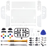 eXtremeRate White Soft Touch Full Set Shell for Nintendo Switch OLED, Replacement Console Back Plate & Metal Kickstand, NS Joycon Handheld Controller Housing & Buttons for Nintendo Switch OLED - QNSOP3005