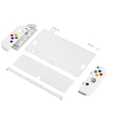 eXtremeRate White Soft Touch Full Set Shell for Nintendo Switch OLED, Replacement Console Back Plate & Metal Kickstand, NS Joycon Handheld Controller Housing & Buttons for Nintendo Switch OLED - QNSOP3005