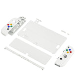 eXtremeRate White Full Set Shell for Nintendo Switch OLED, Replacement Console Back Plate & Metal Kickstand, NS Joycon Handheld Controller Housing & Buttons for Nintendo Switch OLED - QNSOP3005