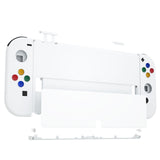 eXtremeRate White Soft Touch Full Set Shell for Nintendo Switch OLED, Replacement Console Back Plate & Metal Kickstand, NS Joycon Handheld Controller Housing & Buttons for Nintendo Switch OLED - QNSOP3005