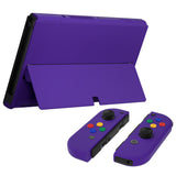 eXtremeRate Purple Soft Touch Full Set Shell for Nintendo Switch OLED, Replacement Console Back Plate & Metal Kickstand, NS Joycon Handheld Controller Housing & Buttons for Nintendo Switch OLED - QNSOP3009