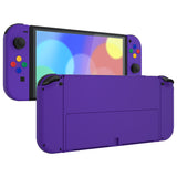 eXtremeRate Purple Soft Touch Full Set Shell for Nintendo Switch OLED, Replacement Console Back Plate & Metal Kickstand, NS Joycon Handheld Controller Housing & Buttons for Nintendo Switch OLED - QNSOP3009