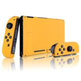 eXtremeRate Soft Touch Grip Caution Yellow Handheld Console Back Plate, Joycon Handheld Controller Housing Shell With Full Set Buttons DIY Replacement Part for NS Switch - QP305