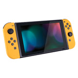 eXtremeRate Soft Touch Grip Caution Yellow Handheld Console Back Plate, Joycon Handheld Controller Housing Shell With Full Set Buttons DIY Replacement Part for NS Switch - QP305