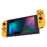 eXtremeRate Soft Touch Grip Caution Yellow Handheld Console Back Plate, Joycon Handheld Controller Housing Shell With Full Set Buttons DIY Replacement Part for NS Switch - QP305