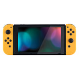 eXtremeRate Soft Touch Grip Caution Yellow Handheld Console Back Plate, Joycon Handheld Controller Housing Shell With Full Set Buttons DIY Replacement Part for NS Switch - QP305