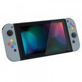eXtremeRate New Hope Gray Soft Touch Grip Back Plate for NS Switch Console, NS Joycon Handheld Controller Housing with Colorful Buttons, DIY Replacement Shell for NS Switch - QP326
