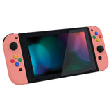 eXtremeRate Coral Soft Touch Grip Backplate for NS Switch Console, NS Joycon Handheld Controller Housing with Full Set Buttons, DIY Replacement Shell for NS Switch - QP339