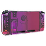 eXtremeRate Clear Atomic Purple Rose Red Back Plate for NS Switch Console, NS Joycon Handheld Controller Housing with Full Set Buttons, DIY Replacement Shell for Nintendo Switch - QP343