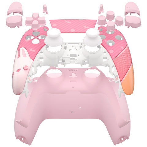 eXtremeRate Easter Rabbit Full Set Housing Shell with Buttons Touchpad Cover, Custom Replacement Decorative Trim Shell Front Back Plates Compatible with ps5 Controller BDM-010 BDM-020- QPFT1003G2