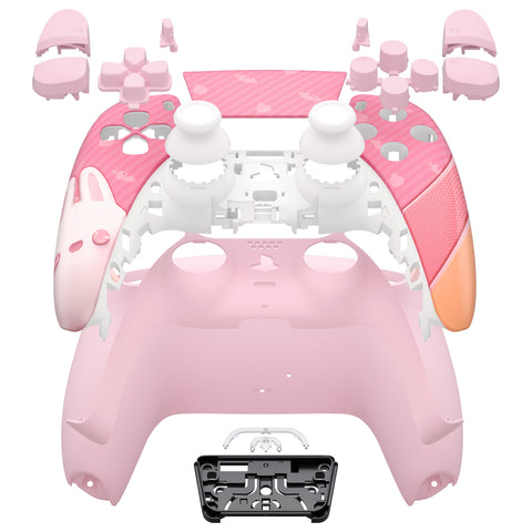 eXtremeRate Full Set Housing Shell with Action Buttons Touchpad Cover, Easter Rabbit Replacement Decorative Trim Shell Front Back Plates Compatible with ps5 Controller BDM-030 - QPFT1003G3