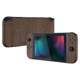 eXtremeRate Soft Touch Grip Back Plate for Nintendo Switch Console, NS Joycon Handheld Controller Housing with Full Set Buttons, DIY Replacement Shell for Nintendo Switch - Wood Grain - QS201