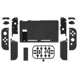 eXtremeRate Soft Touch Grip Graphite Carbon Fiber Patterned Back Plate for Nintendo Switch Console, NS Joycon Handheld Controller Housing with Full Set Buttons, DIY Replacement Shell for Nintendo Switch- QS207