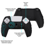 PlayVital Black Knight Edition Anti-Slip Silicone Cover Skin for Playstation 5 Controller, Soft Rubber Case for PS5 Controller with Black Thumb Grip Caps - QSPF001
