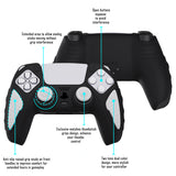 PlayVital Knight Edition Black & White Two Tone Anti-Slip Silicone Cover Skin for Playstation 5 Controller, Soft Rubber Case for PS5 Controller with Thumb Grip Caps - QSPF002