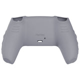PlayVital Knight Edition Metallic Gray & Dark Gray Two Tone Anti-Slip Silicone Cover Skin for Playstation 5 Controller, Soft Rubber Case for PS5 Controller with Thumb Grip Caps - QSPF011