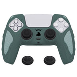 PlayVital Knight Edition Templeton Gray & Jade Grey Two Tone Anti-Slip Silicone Cover Skin for Playstation 5 Controller, Soft Rubber Case for PS5 Controller with Thumb Grip Caps - QSPF012