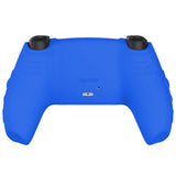 PlayVital Knight Edition Primary Blue & Bright Pink Two Tone Anti-Slip Silicone Cover Skin for Playstation 5 Controller, Soft Rubber Case for PS5 Controller with Thumb Grip Caps - QSPF013