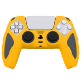 PlayVital Knight Edition Caution Yellow & Graphite Gray Two Tone Anti-Slip Silicone Cover Skin for Playstation 5 Controller, Soft Rubber Case for PS5 Controller with Thumb Grip Caps - QSPF014