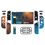 eXtremeRate Soft Touch Grip Gold Star Universe Back Plate for Nintendo Switch Console, NS Joycon Handheld Controller Housing with Full Set Buttons, DIY Replacement Shell for Nintendo Switch - QT102