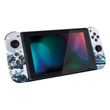 eXtremeRate Soft Touch Grip The Great Wave Back Plate for Nintendo Switch Console, NS Joycon Handheld Controller Housing with Full Set Buttons, DIY Replacement Shell for Nintendo Switch - QT104