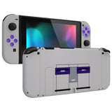 eXtremeRate Soft Touch Grip Classics SNES Style Back Plate for Nintendo Switch Console, NS Joycon Handheld Controller Housing with Full Set Buttons, DIY Replacement Shell for Nintendo Switch - QT107