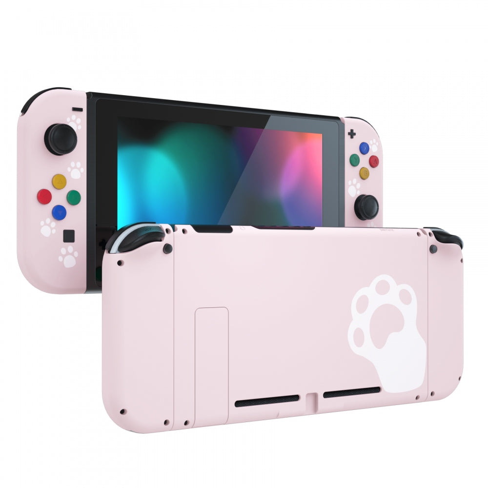 eXtremeRate Cherry Blossoms Pink Cat Paw Back Plate for Nintendo Switch  Console, NS Joycon Handheld Controller Housing with Colorful Buttons, DIY  
