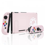 eXtremeRate Cherry Blossoms Pink Cat Paw Back Plate for Nintendo Switch Console, NS Joycon Handheld Controller Housing with Colorful Buttons, DIY Replacement Shell for Nintendo Switch - QT110