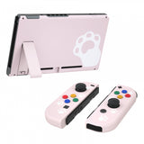 eXtremeRate Cherry Blossoms Pink Cat Paw Back Plate for Nintendo Switch Console, NS Joycon Handheld Controller Housing with Colorful Buttons, DIY Replacement Shell for Nintendo Switch - QT110
