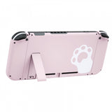 eXtremeRate Cherry Blossoms Pink Cat Paw Back Plate for Nintendo Switch Console, NS Joycon Handheld Controller Housing with Colorful Buttons, DIY Replacement Shell for Nintendo Switch - QT110